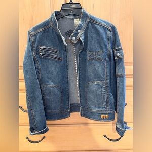 Vintage Women’s Roxy Blue Denim Jacket Zippers 80s Y2K Size Small